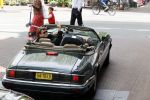 Amsterdam 29 mei 2021
Beau v Erven Dorens in zij Jaguar cabriolet in het centrum van Amsterdam.