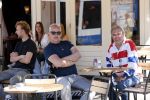 Amsterdam 31 mei 2021
Maarten Spanjer en Rijk de Gooijer jr drinken drankje op terras.