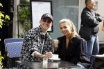 Amsterdam 30 mei 2022
Mart Hoogkamer met zijn vriendin Jennifer v Ooijen op terras op de pc hooftstraat