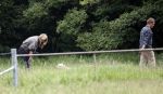 Blaricum 25 mei 2024
Linda de Mol en haar vriend Jeroen Rietbergen gaan met hun twee labradors wandelen op de hei bij Blaricum .