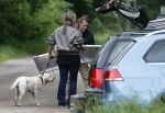 Blaricum 25 mei 2024
Linda de Mol en haar vriend Jeroen Rietbergen gaan met hun twee labradors wandelen op de hei bij Blaricum .
