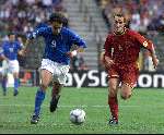 Brussel, 14 juni 2000
Belgie-Italie, eindstand 0-2
Filippo Inzaghi in duel metYves Vanderhaeghe
Europees Kampioenschap Voetbal 2000