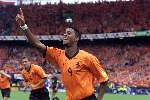 Rotterdam, 25 juni 2000   Euro 2000
Nederland-Yougoslavie, eindstand 6-1
4 doelpunten Patrick kluivert en 
Juichfoto
Europees Kampioenschap Voetbal 2000