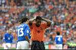 Amsterdam, 29 juni 2000   Euro 2000
Nederland-Italie, eindstand 0-0 ook na verlenging Italie wint na strafschoppen
Patrick kluivert mist strafschop in wedstrijd
Europees Kampioenschap Voetbal 2000