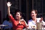 Amsterdam 7 mei 2001
Carmen Rijkaard op terras met een vriend.