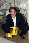Weert 16 juni 2001
Emile Ratelband en zijn zwangere vriendin Sylvie bij bambino in Weert.