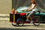 Amsterdam 27 juni 2003
Mariska Hulscher met kinderen in bakfiets