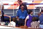 Muiden 4 Juli 1999
Koningin Beatrix varen op de groene drack met Prins Maurits en Prinses Marilene
