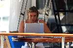 Porto Ercole 20 juli 2003
Prinses laurentien achter de laptop op Jumbo VI