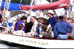 Muiden 04-07-1999
Koningin Beatrix varen op de groene drack met Prins Claus
Prinses MargrietPrinses Marilene.
Prinses Margriet (met zonnebril)
