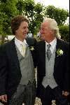 Nieuwkoop 28 juni 2003
trouwen barbara  boomsma en roelant jacobs
roelant en zijn vader ruud jacobs