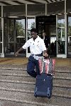 Amsterdam 8 juni 2004
Clarence Seedorf bij vertrek Nederlands elftal naar Portugal.