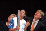 Amsterdam 23 juni 2004
Olympische fakkel in Amsterdam. 
Prins Willem Alexander Inge de Bruijn  Erica Terpstra