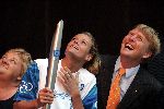 Amsterdam 23 juni 2004
Olympische fakkel in Amsterdam. 
Prins Willem Alexander Inge de Bruijn  Erica Terpstra