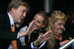 Amsterdam 23 juni 2004
Olympische fakkel in Amsterdam. 
Prins Willem Alexander Inge de Bruijn en Erica Terpstra