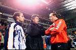 Eindhoven 9 Maart 1999
EVV-PSV. 0-5
De verzorgers Rinus Louwers en Mart v d Heuvel met elkaar in gesprek