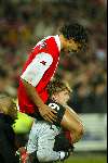 Rotterdam 21 maart 2002
Feyenoord-PSV 1-1 kwartfinale uefa cup
 Pierre v Hooijdonk en Edwin Zoetebier blij