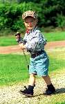 Eindhoven 16 Mei 1993.
Junior Smulders net 2 jaar oud met papa en mama golfend op golfbaan Welschap.    Golfen