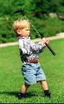 Eindhoven 16 Mei 1993.
Junior Smulders net 2 jaar oud met papa en mama golfend op golfbaan Welschap.    Golfen