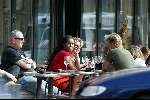 Amsterdam 30 maart 2004
Wim Kieft met ex vrouw Sylvia op terras