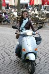 Amsterdam 23 maart 2005
Josefine v Asdonk op  Vespa scooter in Amsterdam