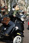 Amsterdam 24 maart 2005
Suzanne Kleeman op  Vespa scooter.