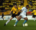 Breda, 28 Februari 2007
NAC-PSV, eindstand 3-0 Wedstrijd KNVB-beker 1/4 finale Seizoen 2006/2007
Jefferson Farfan in duel met Rob Penders