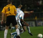 Breda, 28 Februari 2007
NAC-PSV, eindstand 3-0 Wedstrijd KNVB-beker 1/4 finale Seizoen 2006/2007
Jefferson Farfan in duel met Arne Slot