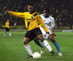 Breda, 28 Februari 2007
NAC-PSV, eindstand 3-0 Wedstrijd KNVB-beker 1/4 finale Seizoen 2006/2007
Maceo Rigters met op zijn huid Jefferson Farfan