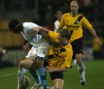 Breda, 28 Februari 2007
NAC-PSV, eindstand 3-0 Wedstrijd KNVB-beker 1/4 finale Seizoen 2006/2007
Patrick Zwaanswijk in duel met Jefferson Farfan