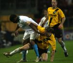 Breda, 28 Februari 2007
NAC-PSV, eindstand 3-0 Wedstrijd KNVB-beker 1/4 finale Seizoen 2006/2007
Patrick Zwaanswijk in duel met Jefferson Farfan