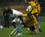 Breda, 28 Februari 2007
NAC-PSV, eindstand 3-0 Wedstrijd KNVB-beker 1/4 finale Seizoen 2006/2007
Patrick Zwaanswijk in duel met Jefferson Farfan