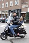 Amsterdam 14 maart 2007
Ruud Gullit met Maxime op Vespa scooter.