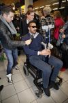 Schiphol 17 maart 2013
Badr Hari en Estelle Cruijff  komen terug van de K1 finale in Zagreb waar Badr zijn voet gebroken heeft . Badr wordt in een rolstoel naar zijn auto gebracht.
Peter Smulders bv