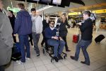 Schiphol 17 maart 2013
Badr Hari en Estelle Cruijff  komen terug van de K1 finale in Zagreb waar Badr zijn voet gebroken heeft . Badr wordt in een rolstoel naar zijn auto gebracht.
Peter Smulders bv