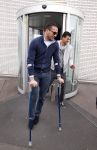 Schiphol 17 maart 2013
Badr Hari en Estelle Cruijff  komen terug van de K1 finale in Zagreb waar Badr zijn voet gebroken heeft . Badr wordt in een rolstoel naar zijn auto gebracht.
Peter Smulders bv
