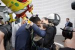 Schiphol 17 maart 2013
Badr Hari en Estelle Cruijff  komen terug van de K1 finale in Zagreb waar Badr zijn voet gebroken heeft . Badr wordt in een rolstoel naar zijn auto gebracht.
Peter Smulders bv