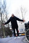 Amsterdam 17 februari 2015
Jeroen v Koningsbrugge met gsm / mobieltje op straat