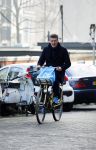 Amsterdam 19 februari 2015
Michael Pilarczyk op de fiets in Amsterdam.