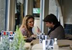Amsterdam 12 februari 2016
Rick Brandsteder met (zijn) vriendin Anna Sophia v Zweden de ochter van Jaap v Zweden op terras en omarmd op straat