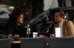 Amsterdam 8 maart 2016 
Holly Brood met (een) vriend op terras. In eerste instantie verbergt/ verstopt ze zichzelf in haar jas.
