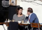 Amsterdam 17 februari 2016 
Isa Hoes en Marc Marie Huybregts op terras