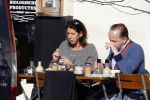 Amsterdam 17 februari 2016 
Isa Hoes en Marc Marie Huybregts op terras