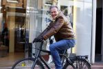 Amsterdam 16 februari 2016 
Maarten Spanjer op zijn fiets in de pc hooftstraat