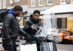 Amnsterdam 13 februari 2016 
Roue Verveer bij zijn zoon achter op de vespa scooter