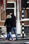 Amsterdam 12 februari 2017
Eva Jinek met haar vriend Dexter v d Voorn in amsterdam zuid.