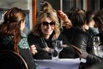 Amsterdam 15 februari 2017
Leontine Borsato op terras met vriendinnen.
