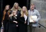 Amsterdam 3 februari 2018 
Prinses Beatrix viert haar 80e verjaardag in het paleis op de dam.  Koning Willem-Alexander en koningin Maxima arriveren met hun dochters, de prinsessen Amalia, Alexia en Ariane