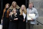 Amsterdam 3 februari 2018 
Prinses Beatrix viert haar 80e verjaardag in het paleis op de dam.  Koning Willem-Alexander en koningin Maxima arriveren met hun dochters, de prinsessen Amalia, Alexia en Ariane