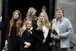 Amsterdam 3 februari 2018 
Prinses Beatrix viert haar 80e verjaardag in het paleis op de dam.  Koning Willem-Alexander en koningin Maxima arriveren met hun dochters, de prinsessen Amalia, Alexia en Ariane